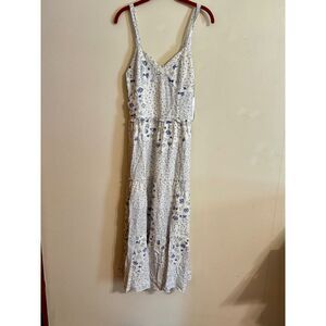 Kirious Los Angeles Blue White Floral Smocked Midi Dress Women’s Size M NWT